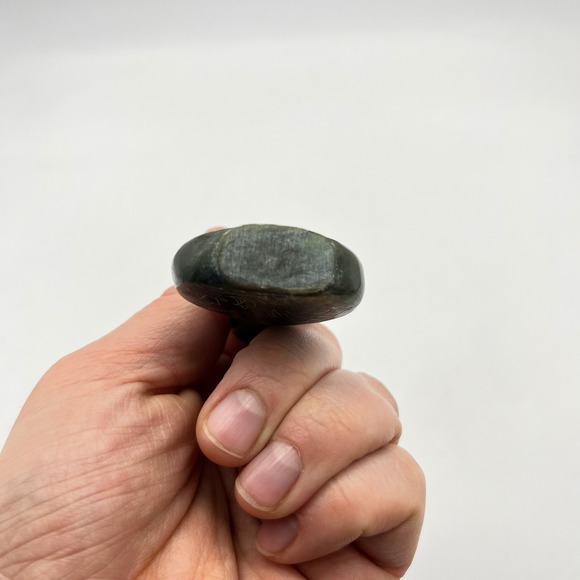 Vintage Miniature Jade Stone Snuff Bottle Etched Palm Tree Sailboat Small Decor - Picture 6 of 8